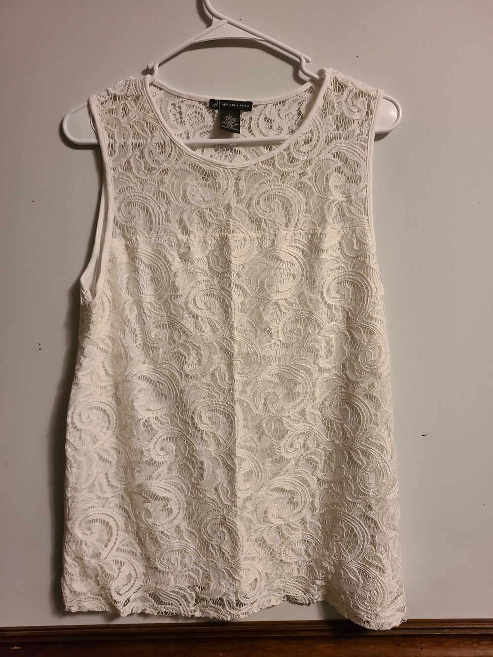 Adrianna Papell Ivory Lace Sleeveless Top